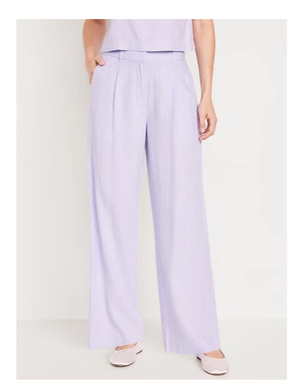 Old Navy Linen-Blend Wide-Leg Taylor Pants Womens 2X Lavender Pleated NEW